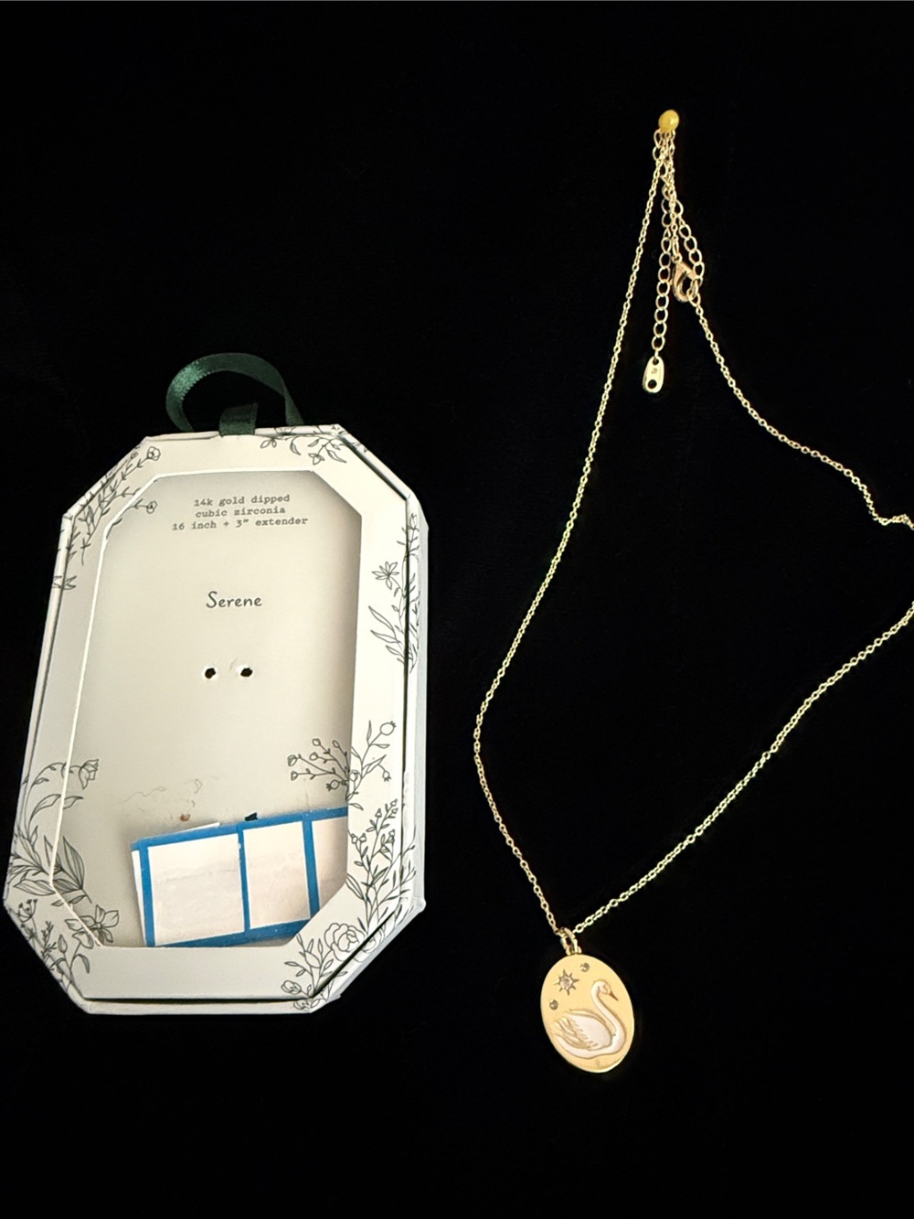 Gold Swan Pendant Necklace with Chain